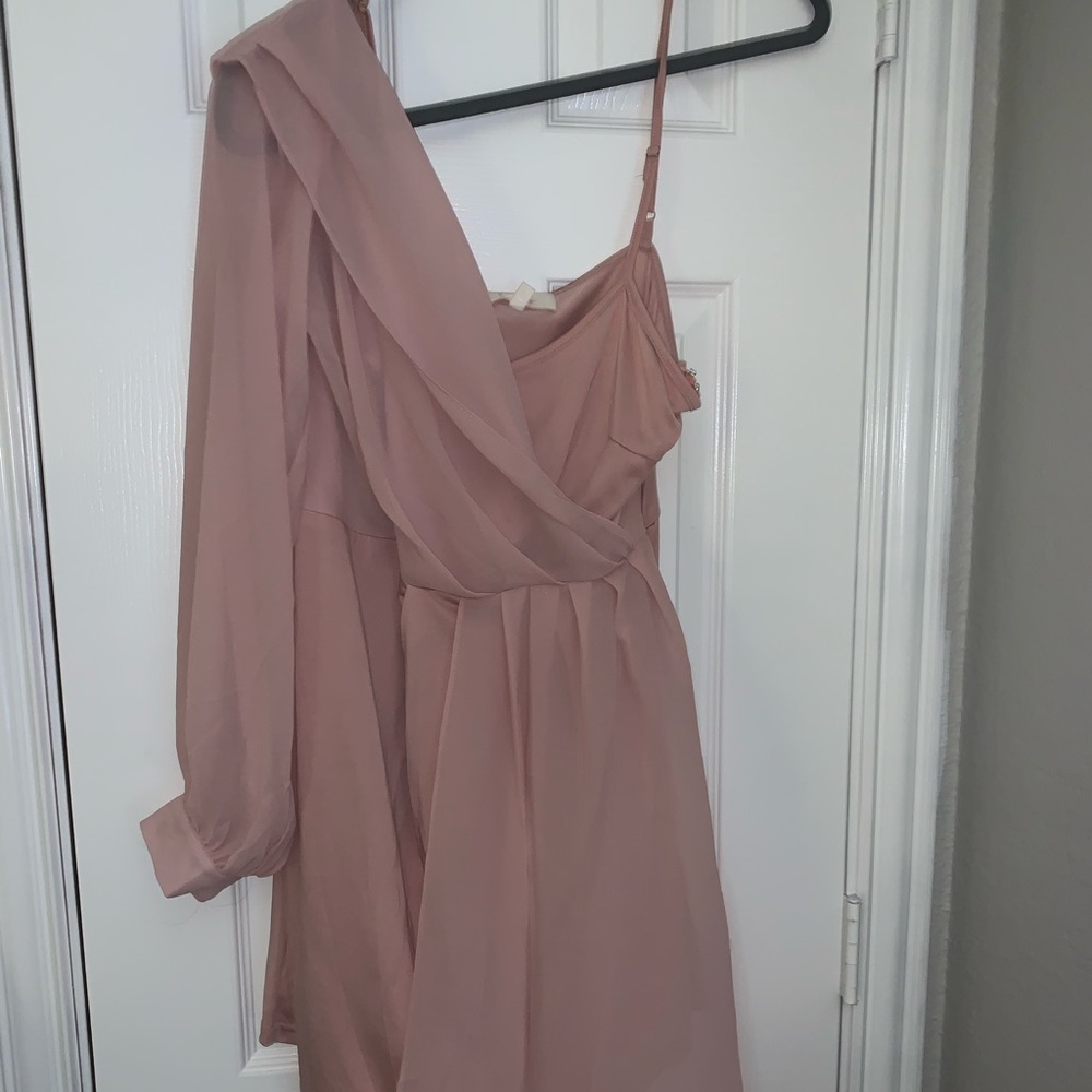 One Arm Blush Pink Dress